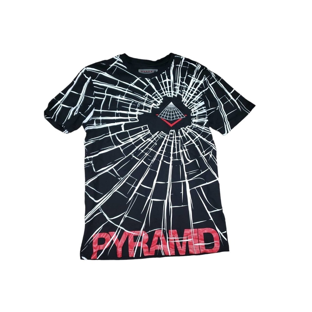 Black Pyramid T Shirt Mens Med Black Short Sleeve Embroidered Crew Neck Cotton